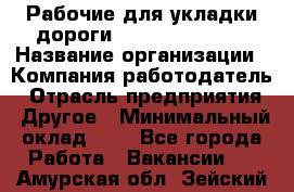 Рабочие для укладки дороги  apre2012@bk.ru › Название организации ­ Компания-работодатель › Отрасль предприятия ­ Другое › Минимальный оклад ­ 1 - Все города Работа » Вакансии   . Амурская обл.,Зейский р-н